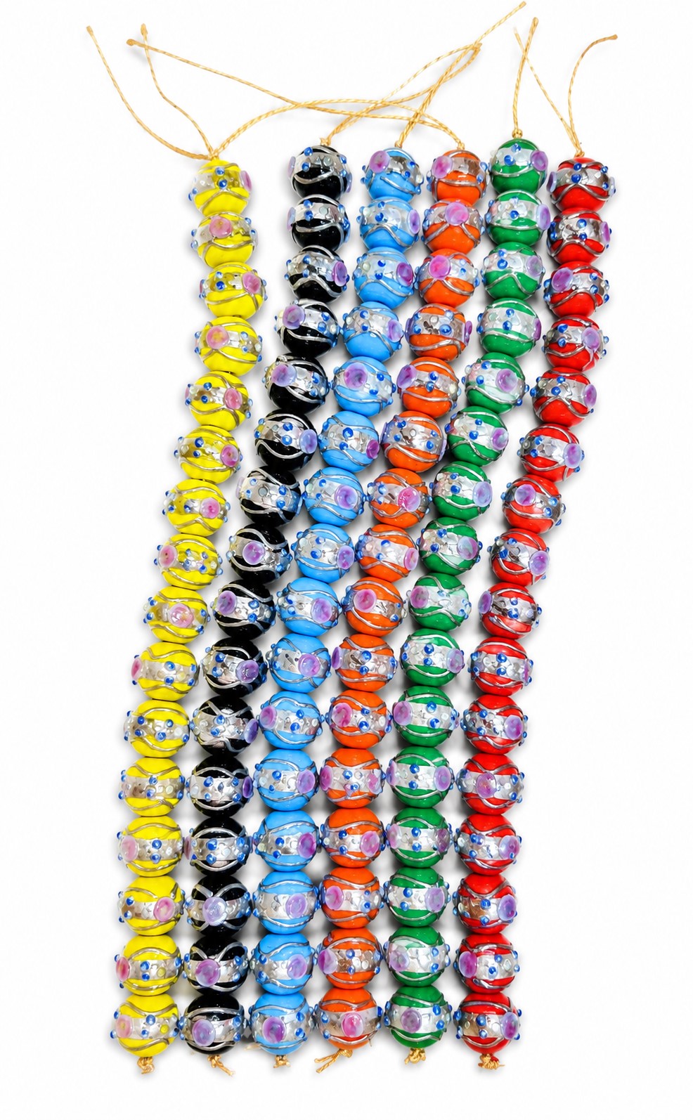 10 Strands 12mm Round Wedding Cake Beads Mix with Silver Swirl - STR-0400A
