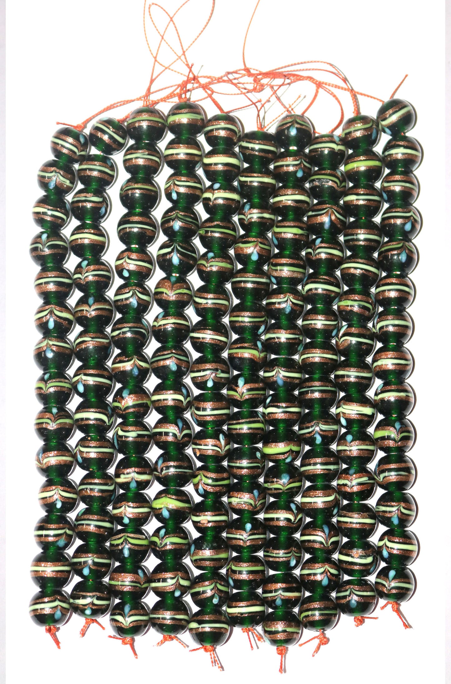 10 Strands Fancy Glass Beads 14mm Round