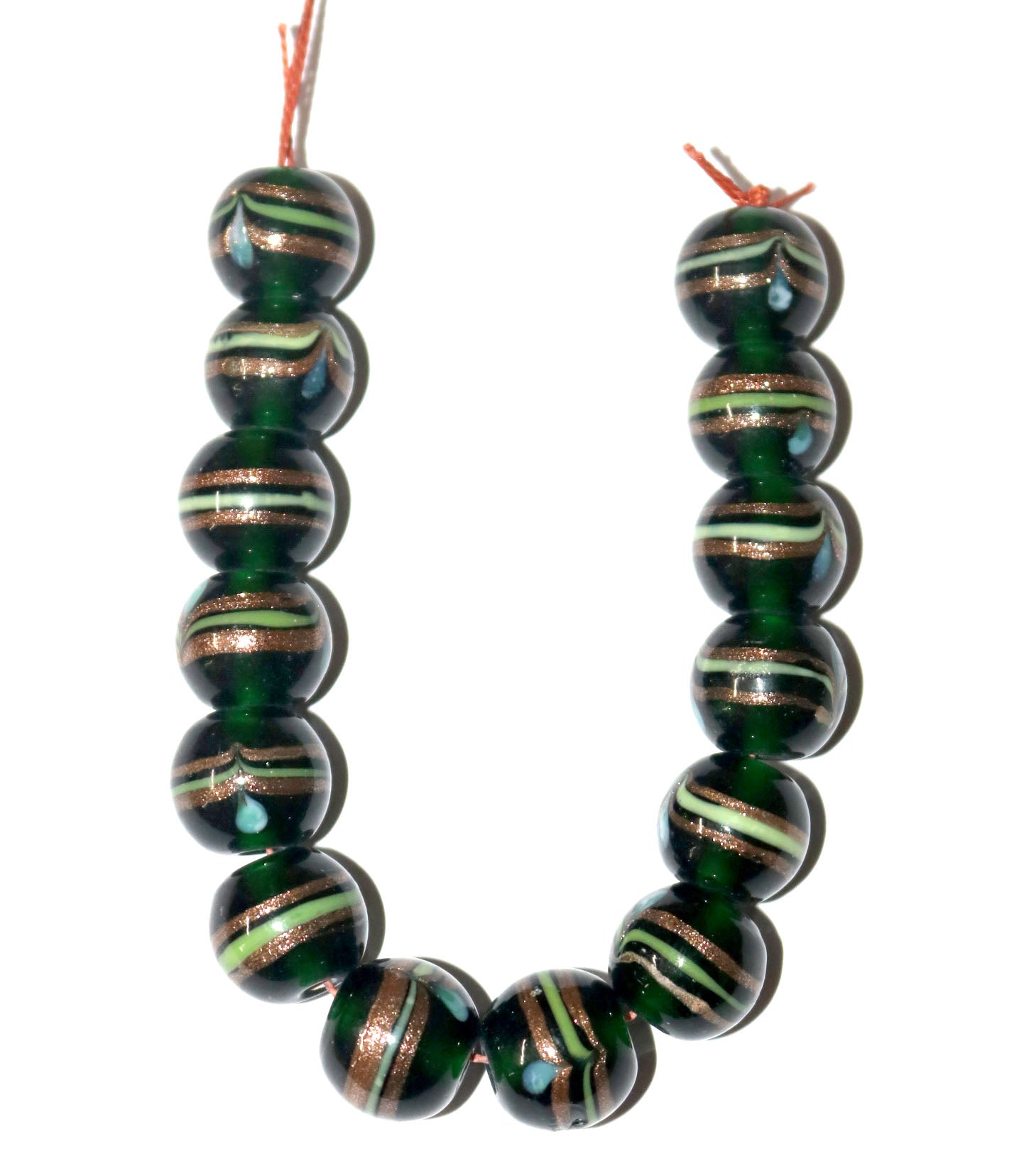 10 Strands Fancy Glass Beads 14mm Round