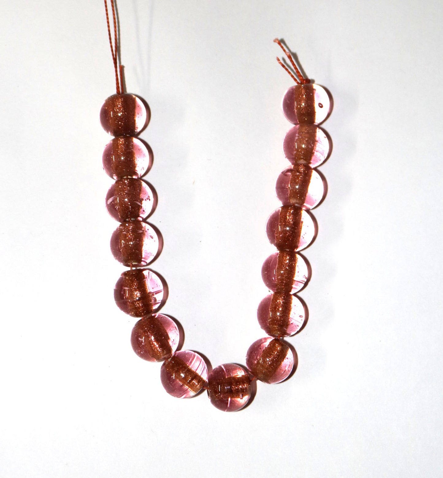 5 Strands 14mm Golden Round Glass Beads - STR-0507