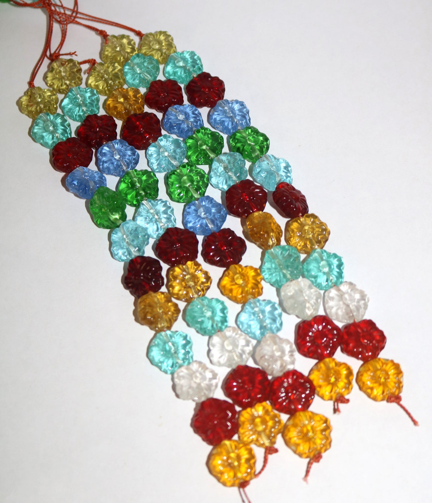 10 Strands, Lamp Work Glass Beads Flower Shape