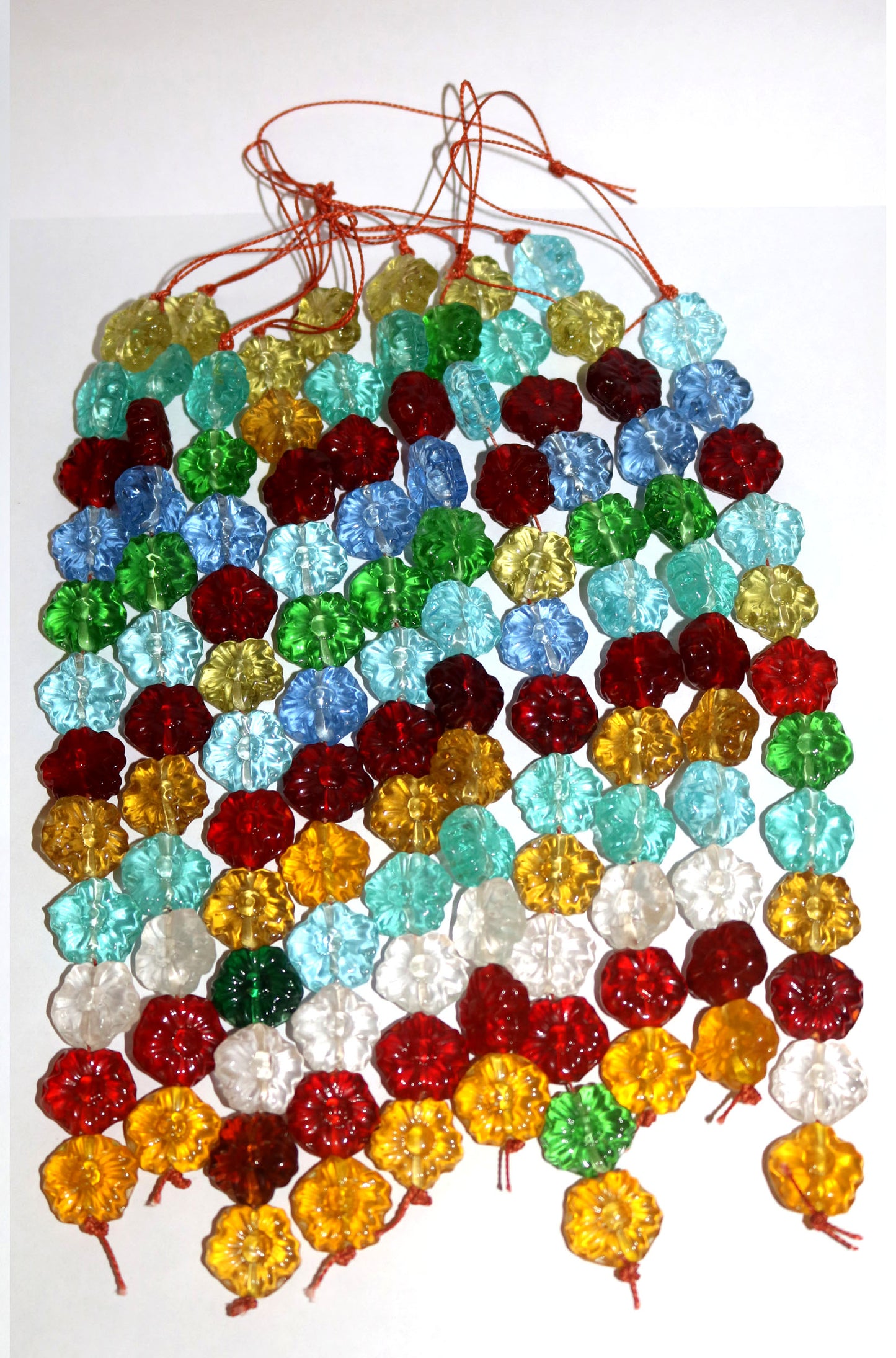 10 Strands, Lamp Work Glass Beads Flower Shape