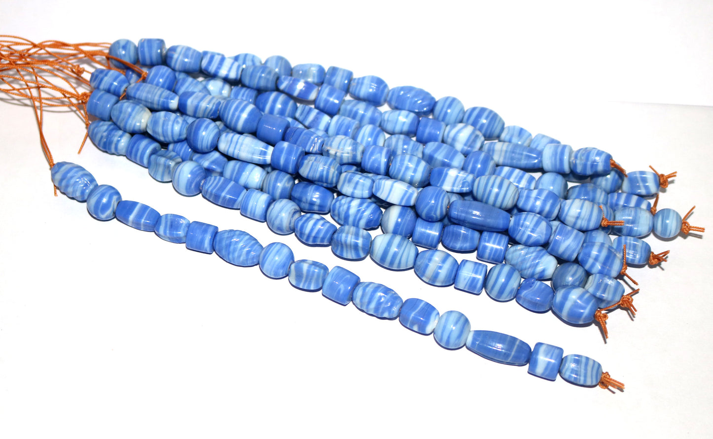10 Strands Lamp Work Glass Beads - Striped Beads