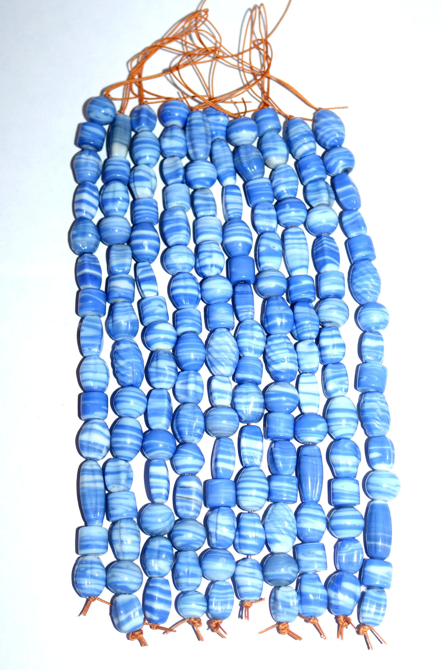 10 Strand Striped Lamp Work Glass Beads