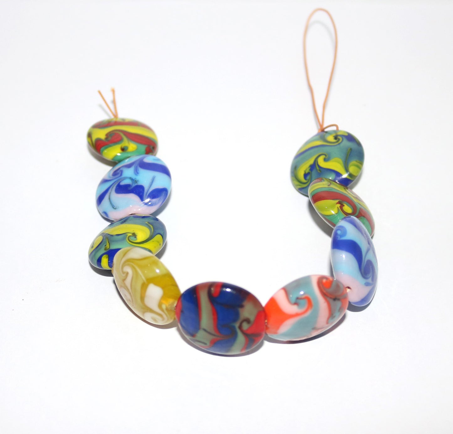 4 Strands Lamp Work Glass Beads 25mm Disc