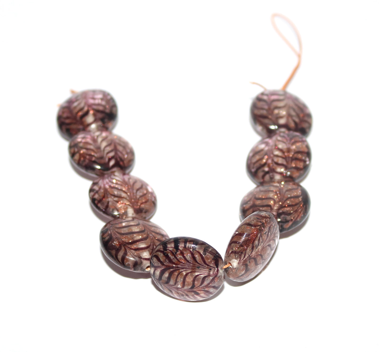 5 Strands Lamp Work Glass Beads 25mm Disc - STR-927