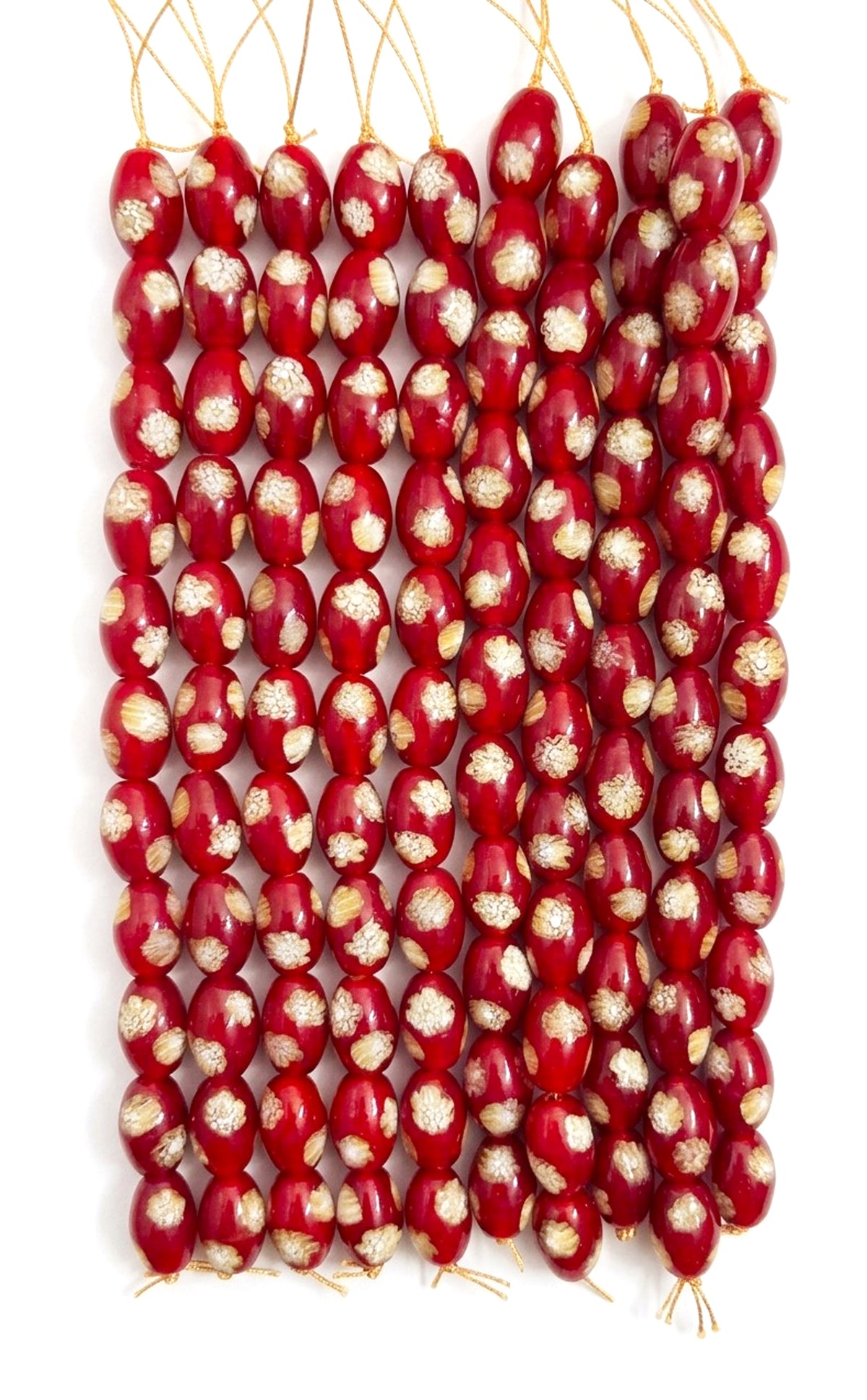 5 Strands 12x18mm Oval Glass Beads Red - STR-0676