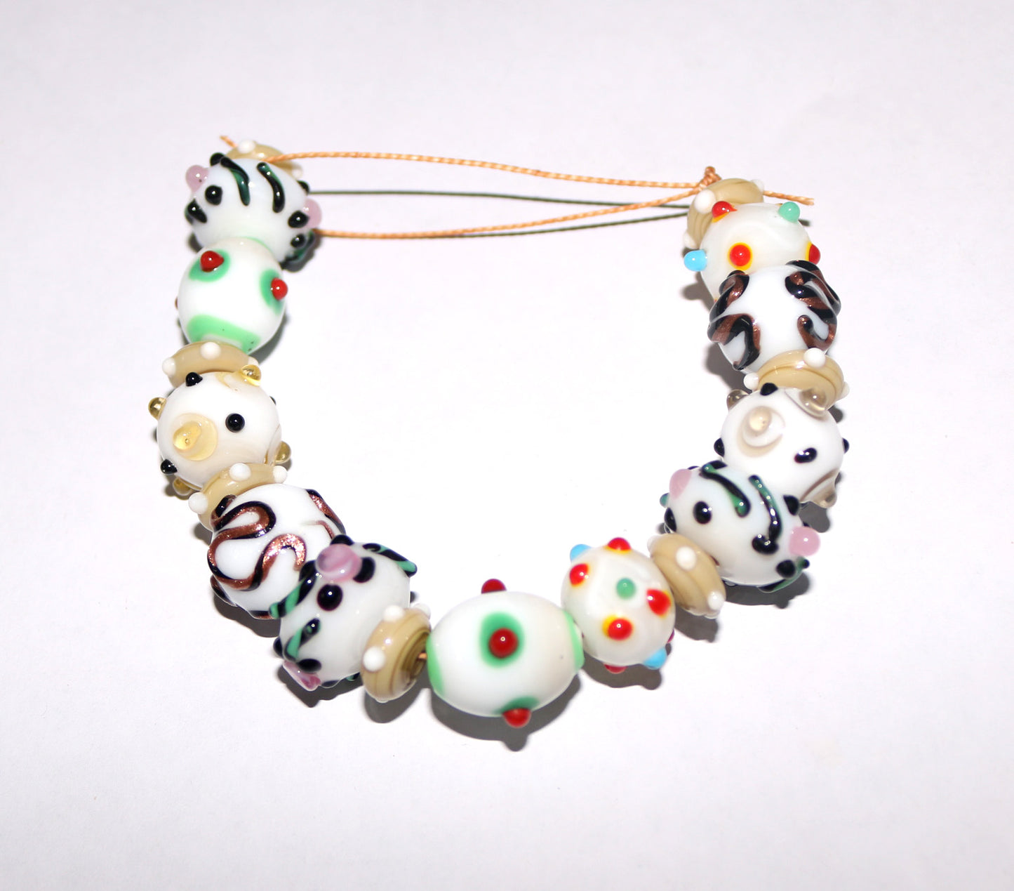4 Strands Special Designed Lamp Work Beads