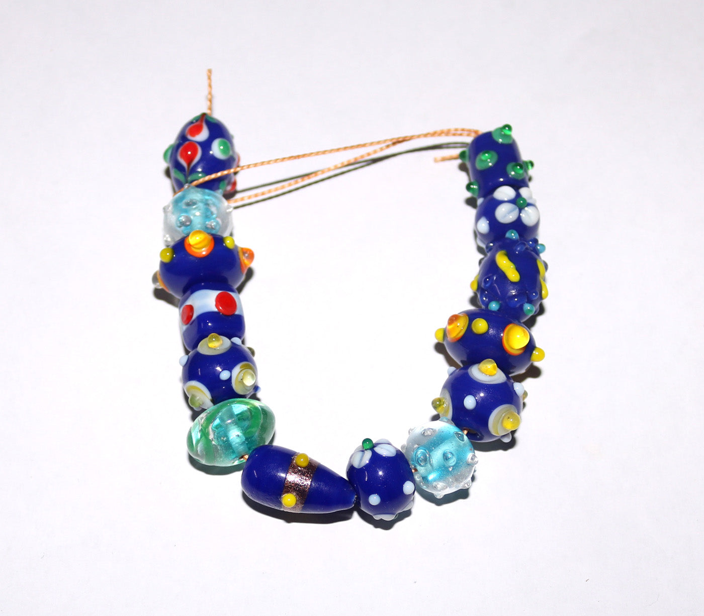 5 Strands Multi Shape Blue Fancy Beads - STR-0808