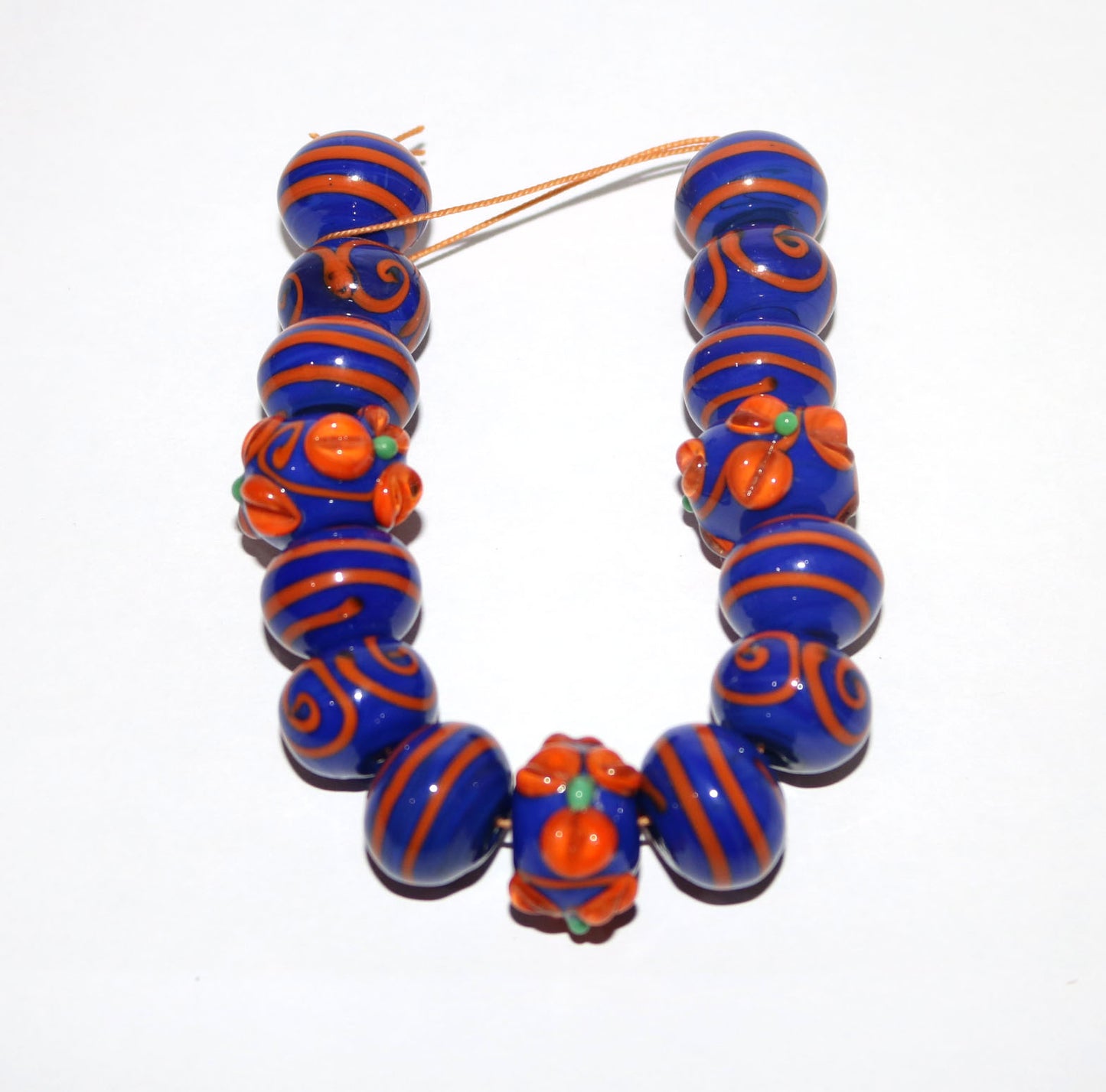 5 Strands Fancy Glass Beads Blue