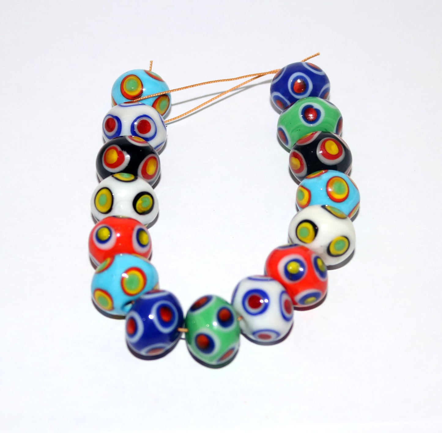 5 Strands Multi Color Dotted Rondel Beads 18mm - STR-0817