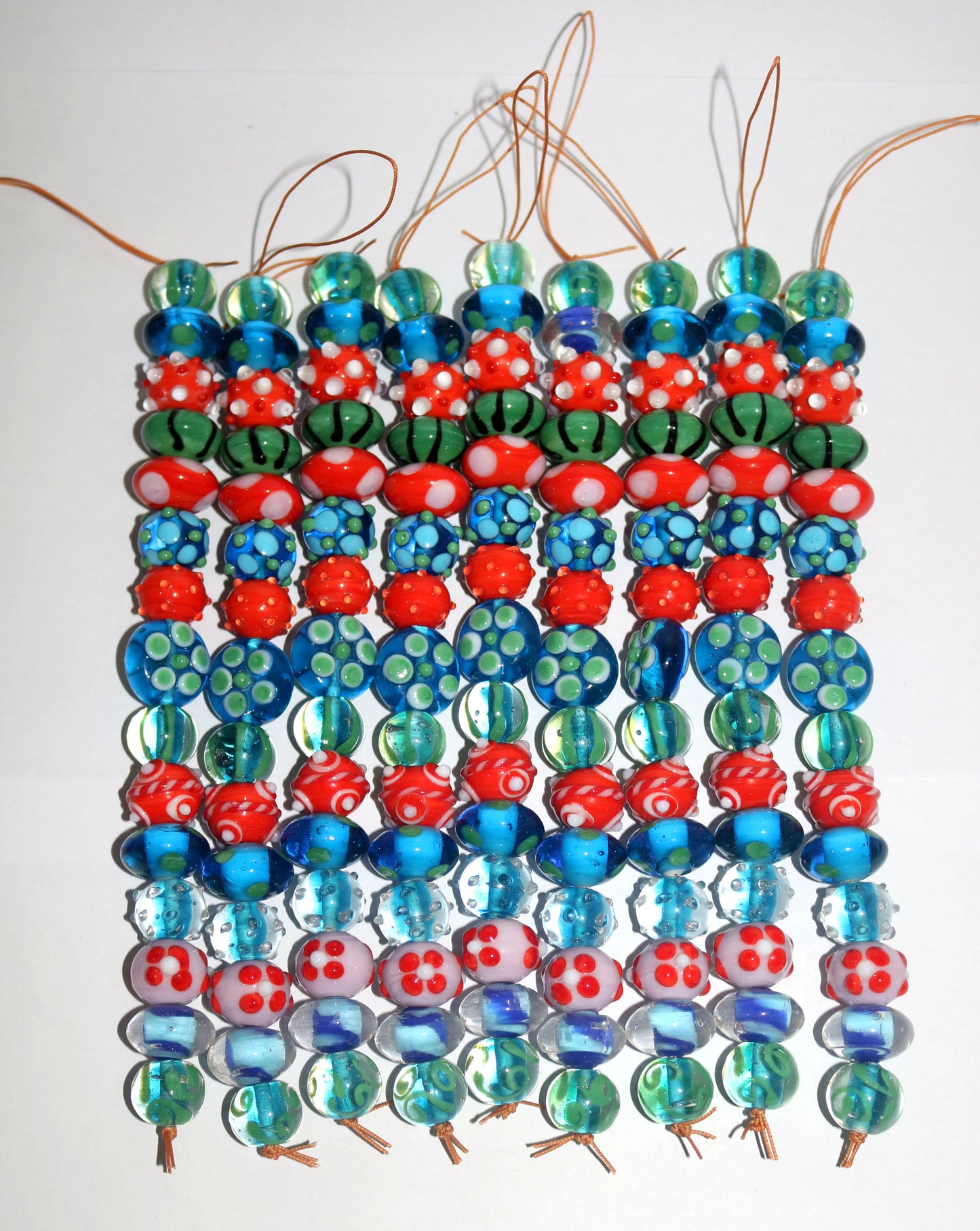 5 Strands Multi Color Fancy Glass Beads