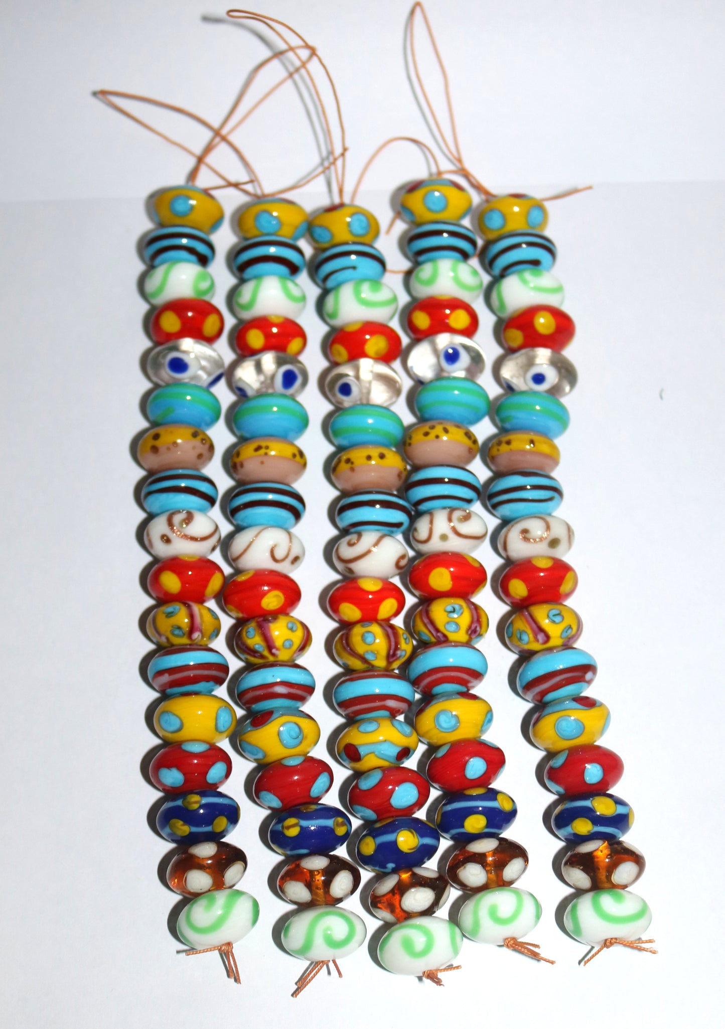 5 Strands Multi Color Fancy Glass Beads