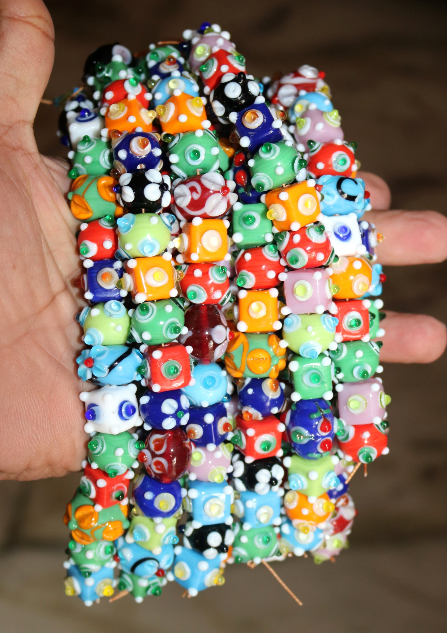 5 Strands Multi Shape Eye & Flower Beads - STR-0821