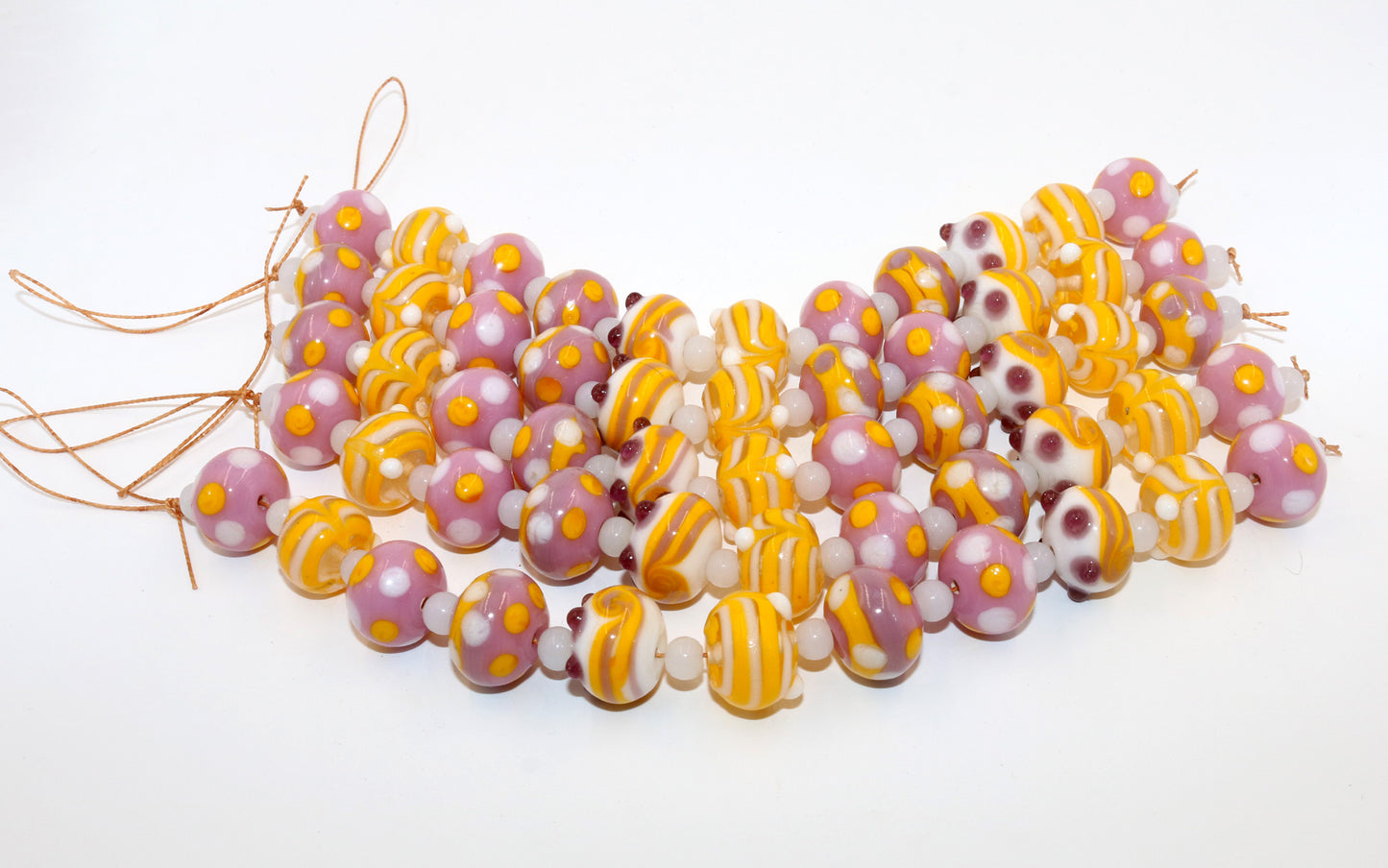 5 Strands Multi Color Fancy Glass Beads