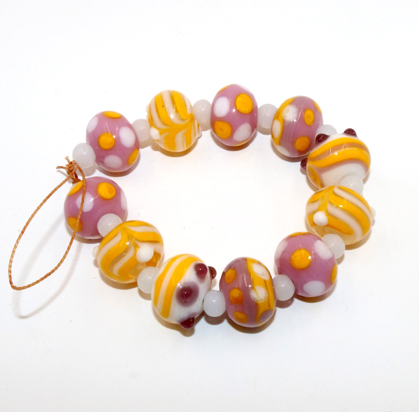 5 Strands Multi Color Fancy Glass Beads