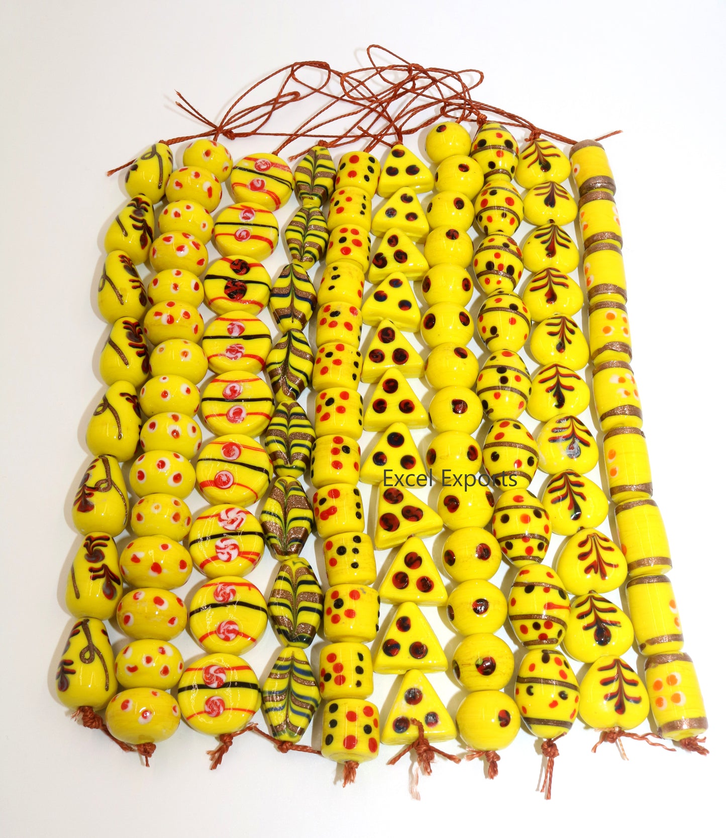10 Strands Multi Shape Fancy Beads Yellow