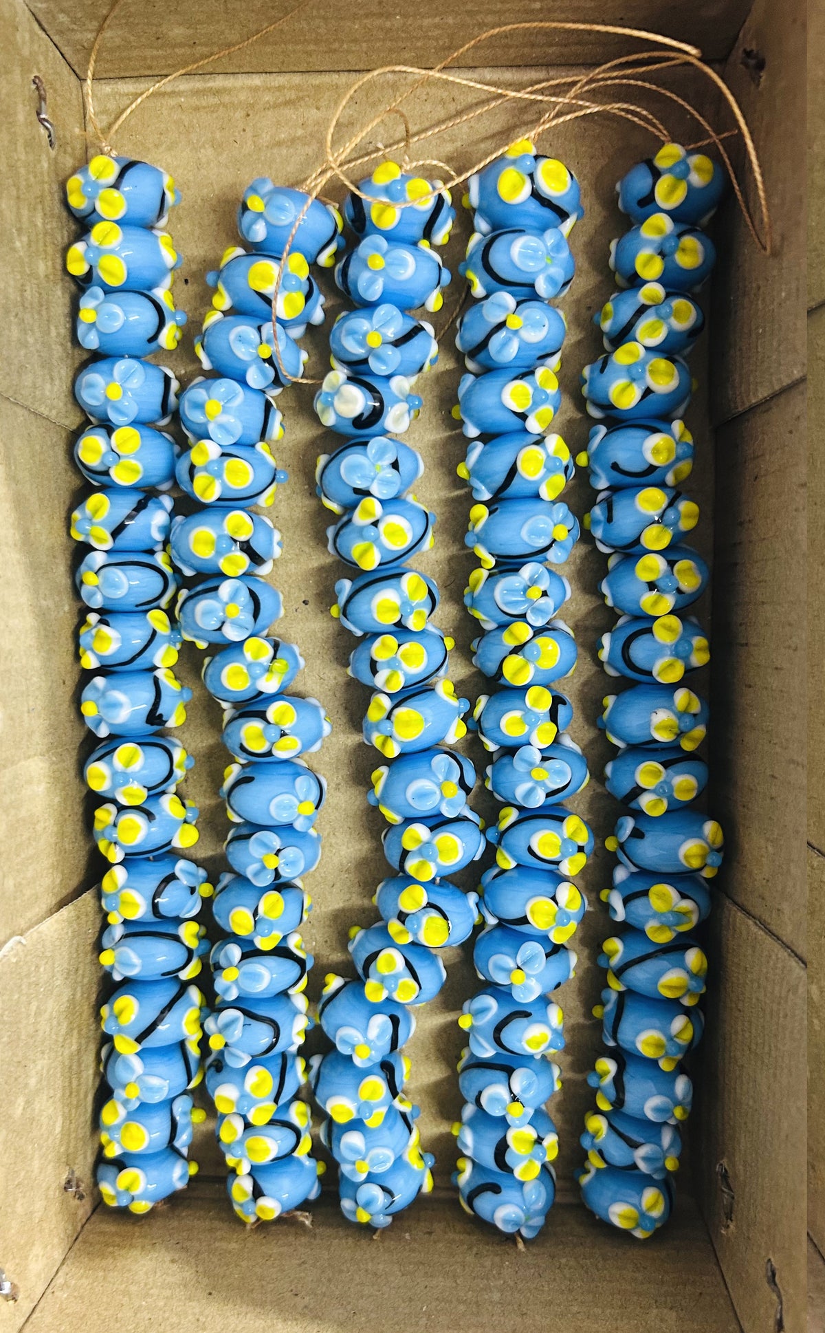 9 Strands 18mm Rondell Fancy Beads Light Blue - STR-0848