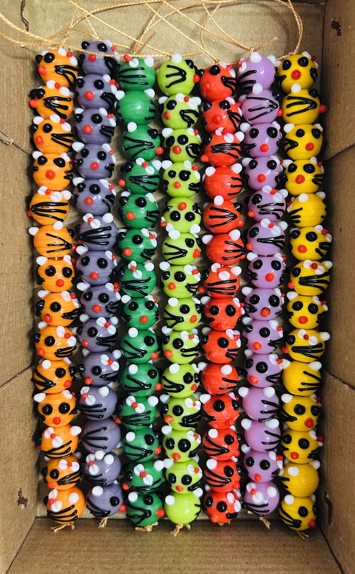 10 Strands 15mm Cat Face Beads Mix Color - STR-0854