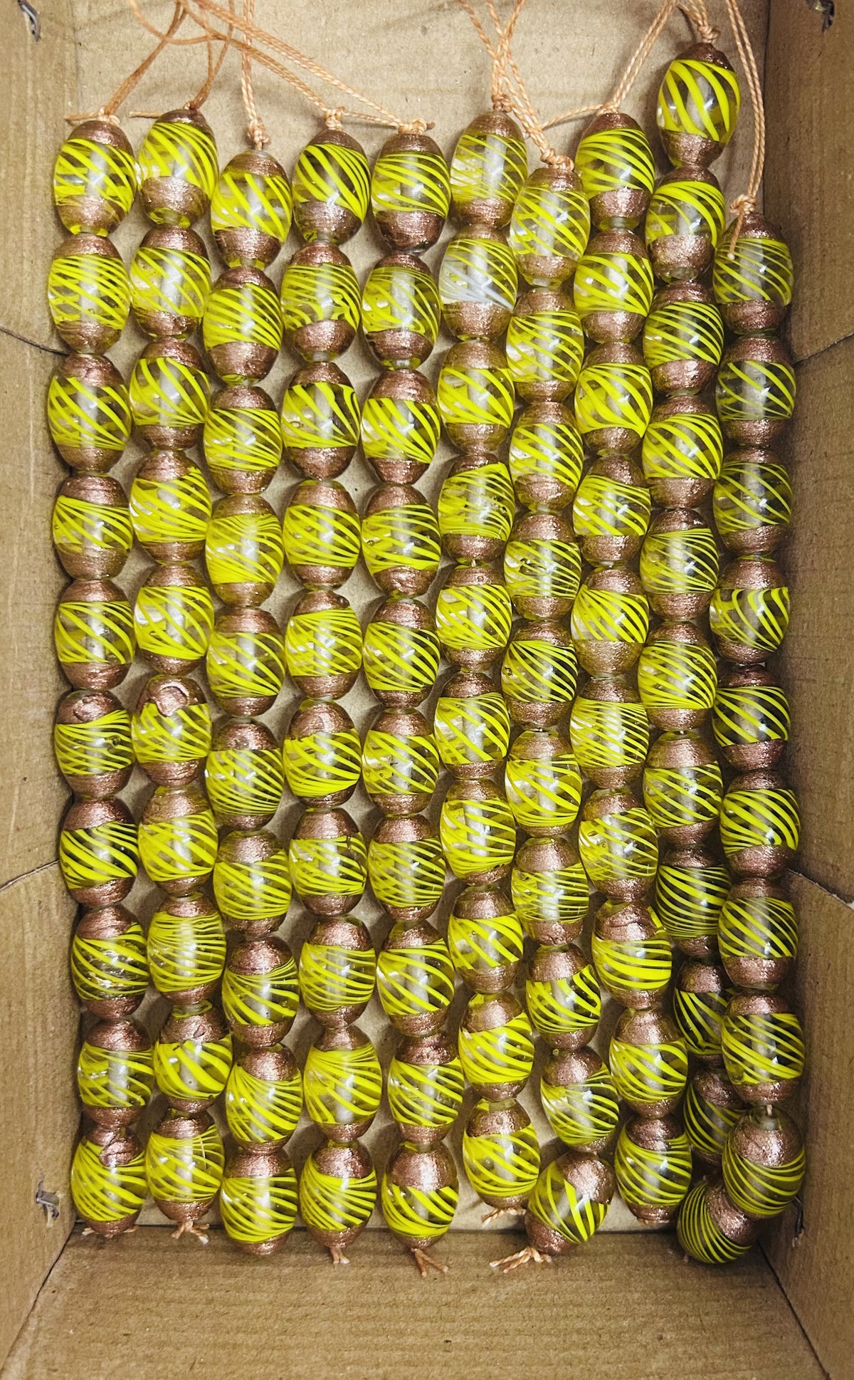 5 Strands Glass Beads 14x18mm Oval Yellow - STR-0861
