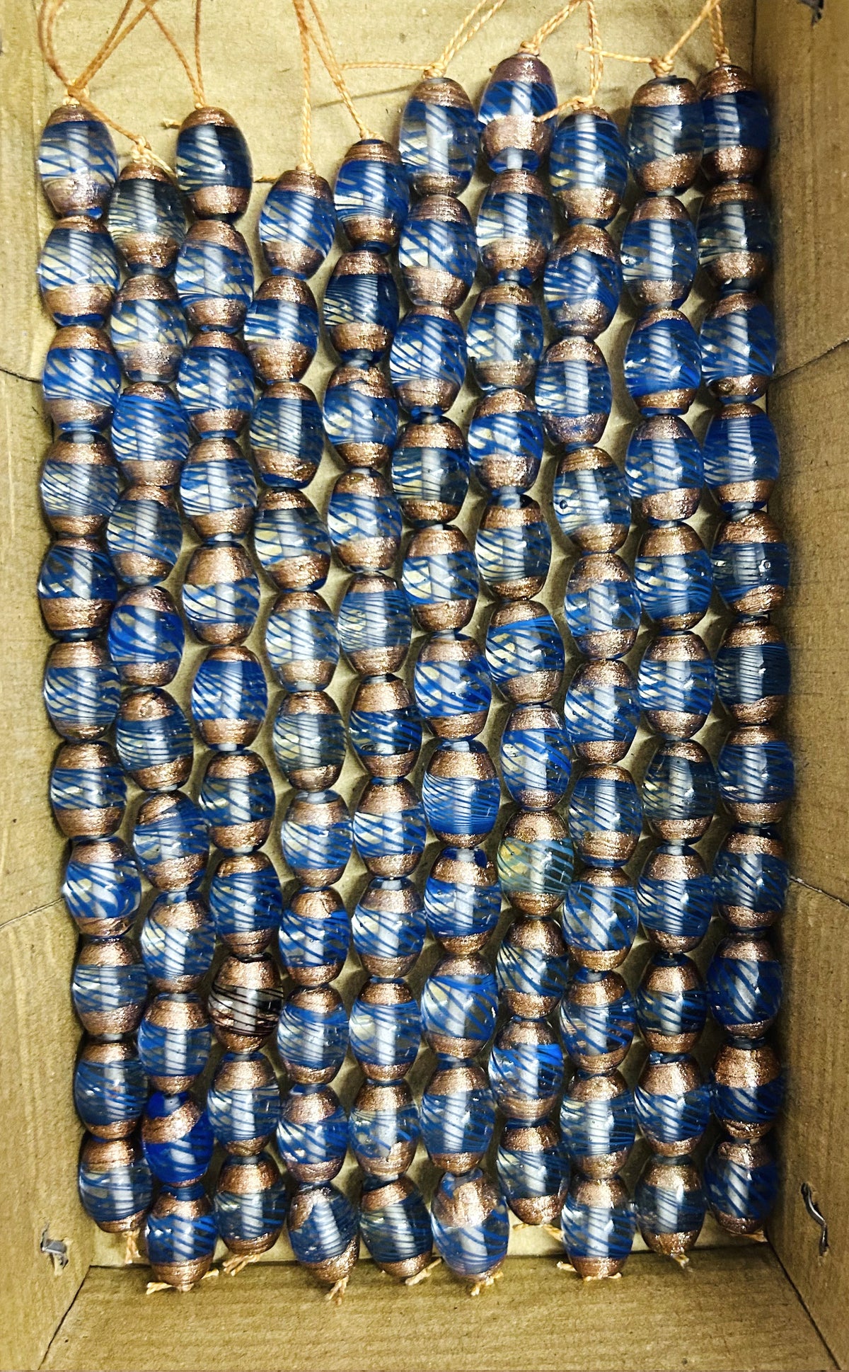 5 Strands Glass Beads 14x18mm Oval Blue - STR-0862
