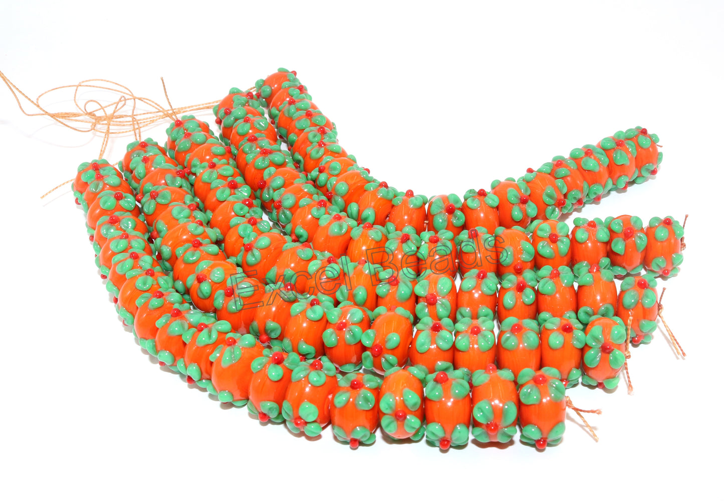 5 Strands 16mm Fancy Glass Beads (90 Beads) - STR-0901