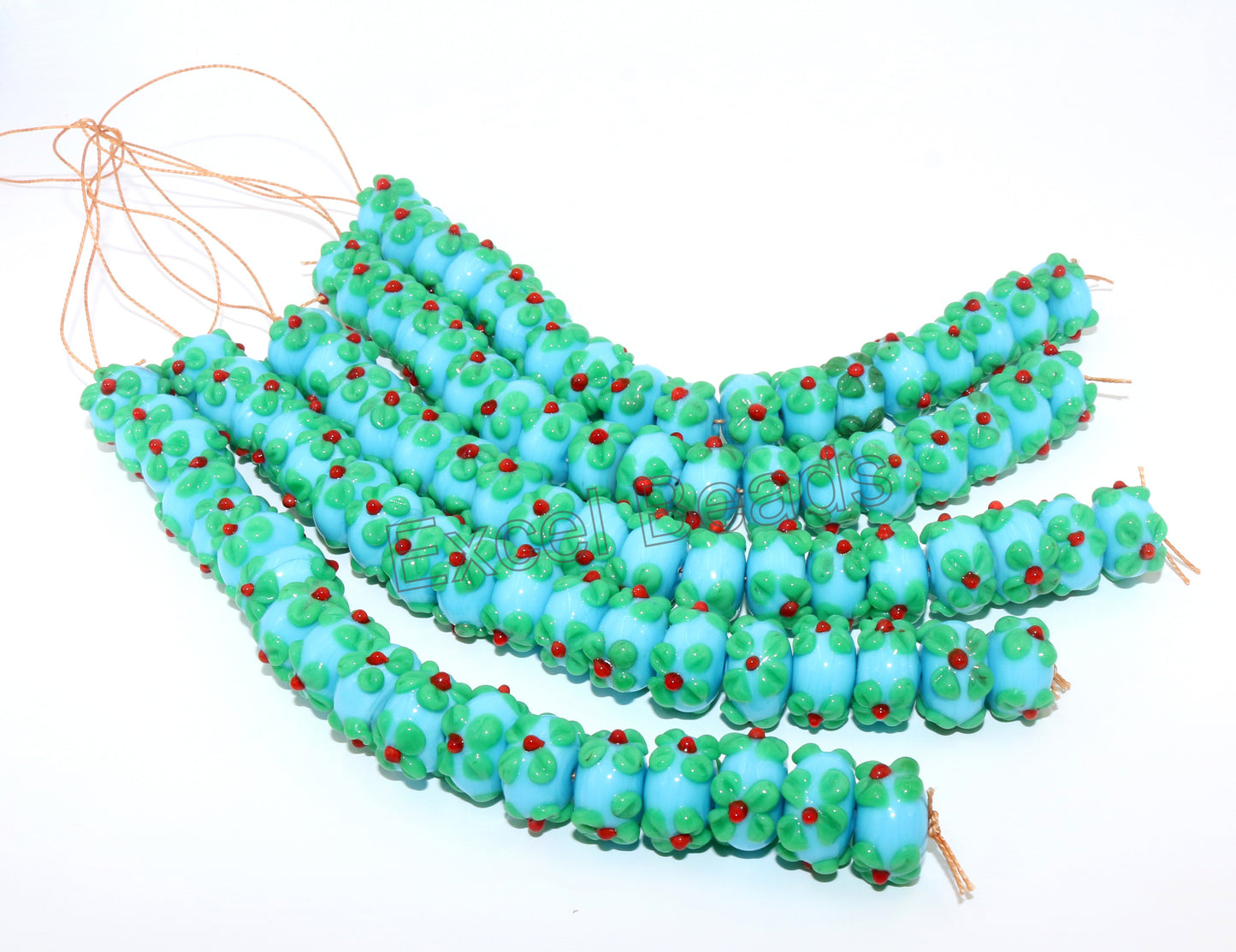 5 Strands 16mm Fancy Glass Beads (90 Beads) - STR-0902