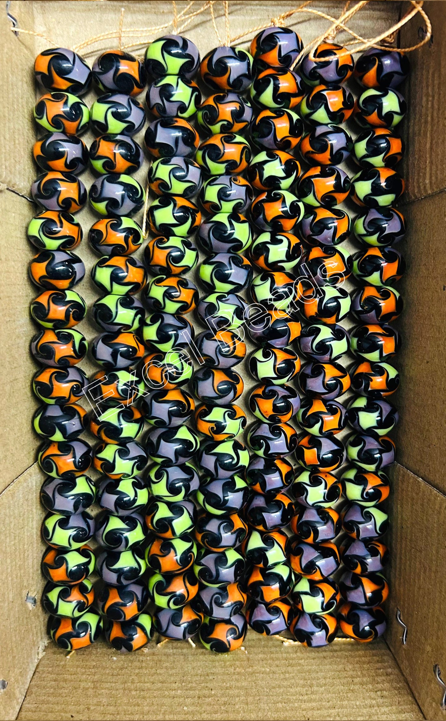 5 Strands 18mm Multi Color Rondel Glass Beads - STR-0929