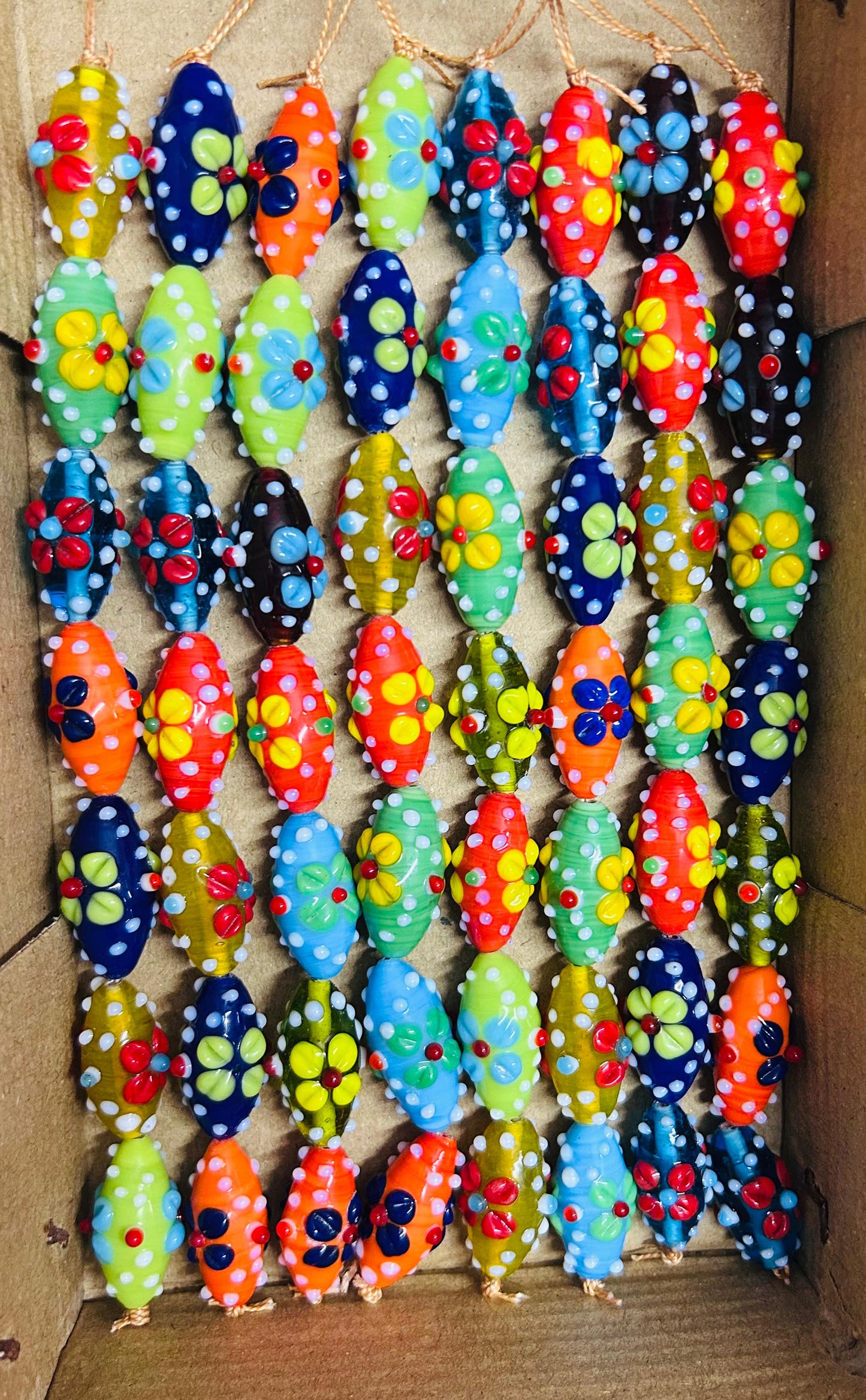 5 Strands Multi Color Large Oval Beads - STR-0938