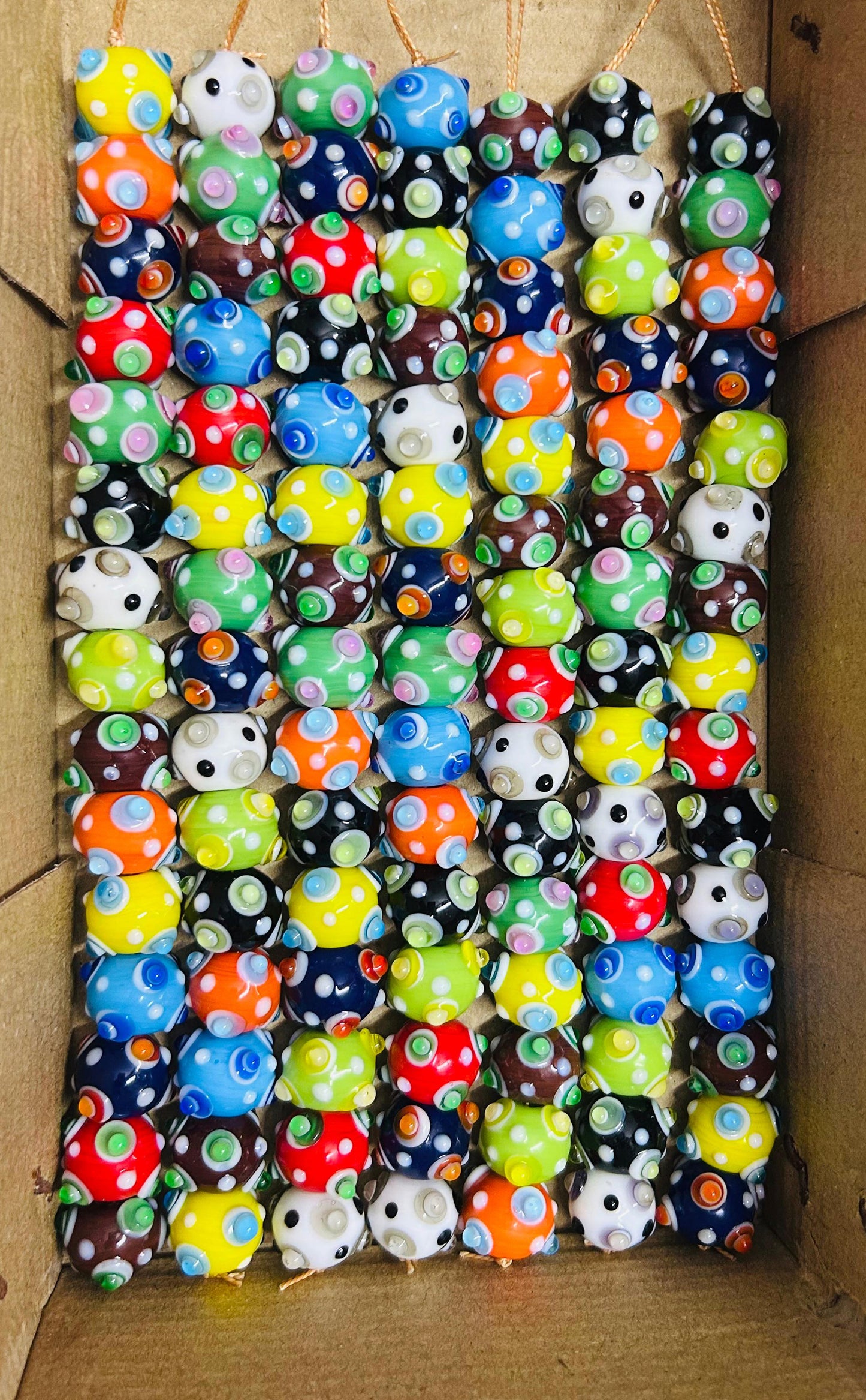 5 Strands Multi Color Eye Beads Opaque - STR-0940