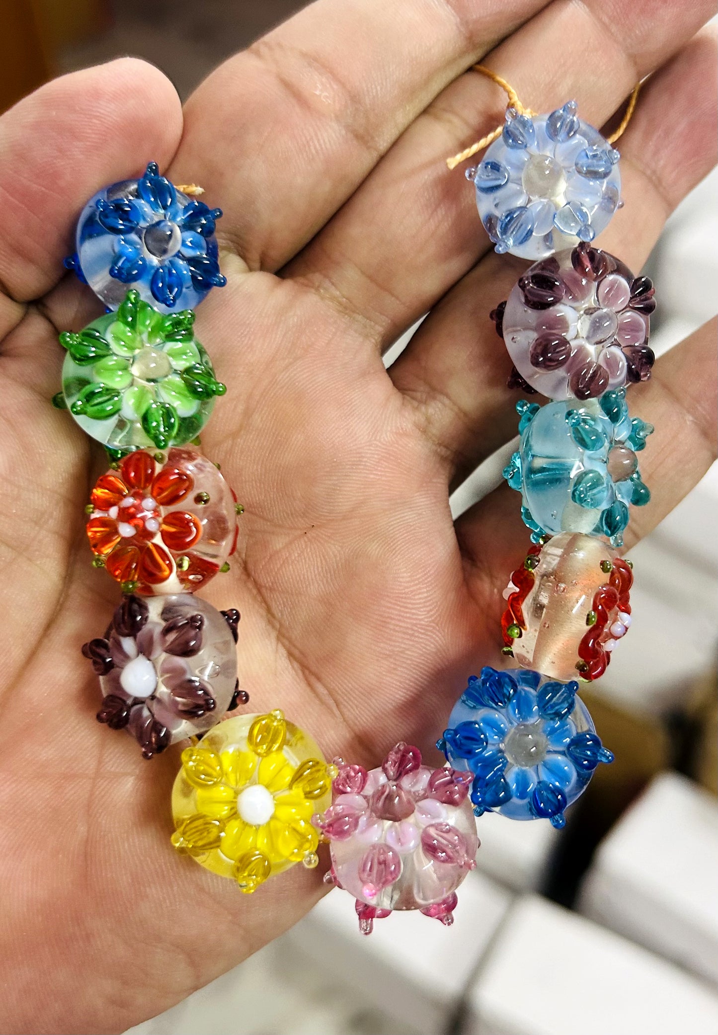 5 Strands Fancy Glass Beads 20mm - STR-0942