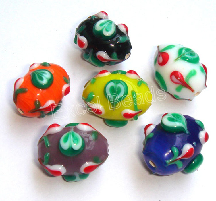 25 Pcs Lamp Work Glass Beads 14x18mm Oval Beads - FMX-012
