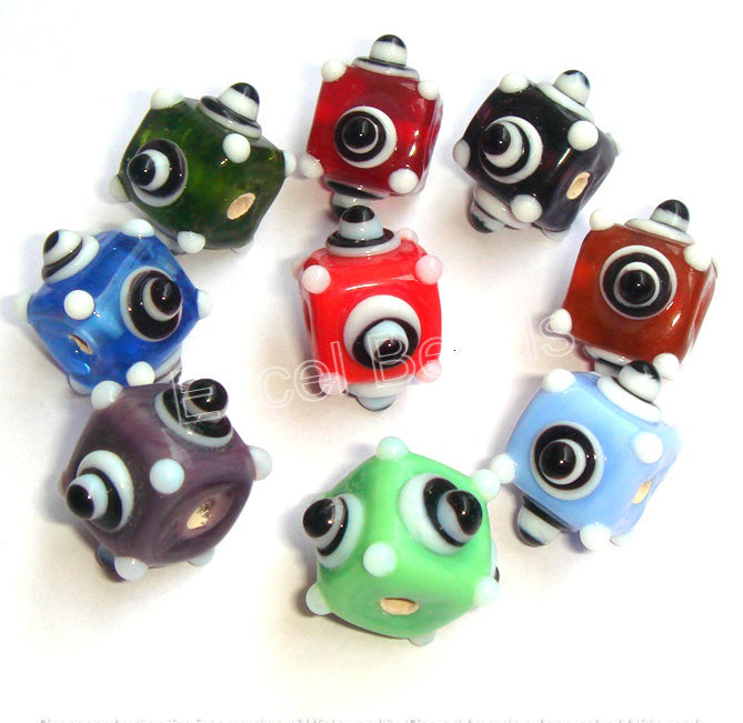 25 Pcs Lamp Work Glass Beads 14mm Eye beads - FMX-243