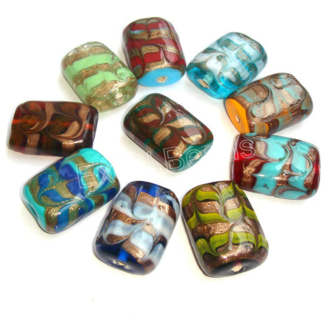 25 Pcs Lamp Work Glass Beads 20mm Pillow Shape - FMX-244