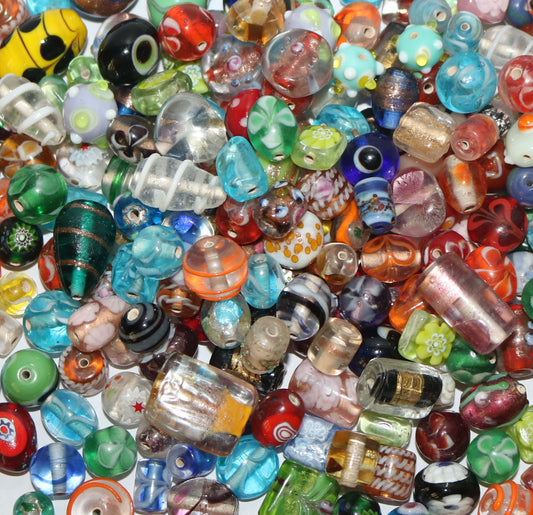 150 Multi Color Lamp Work Glass Beads Mix