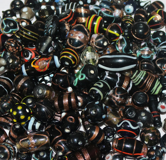 150 Lamp Work Glass Beads Mixed Style Black Combination