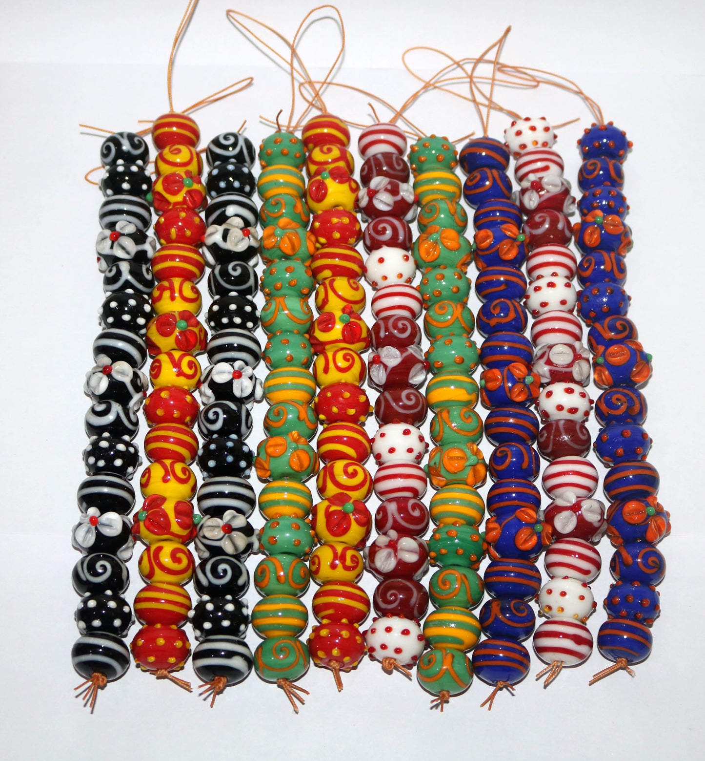 10 Strands Multi Color Fancy Glass Beads