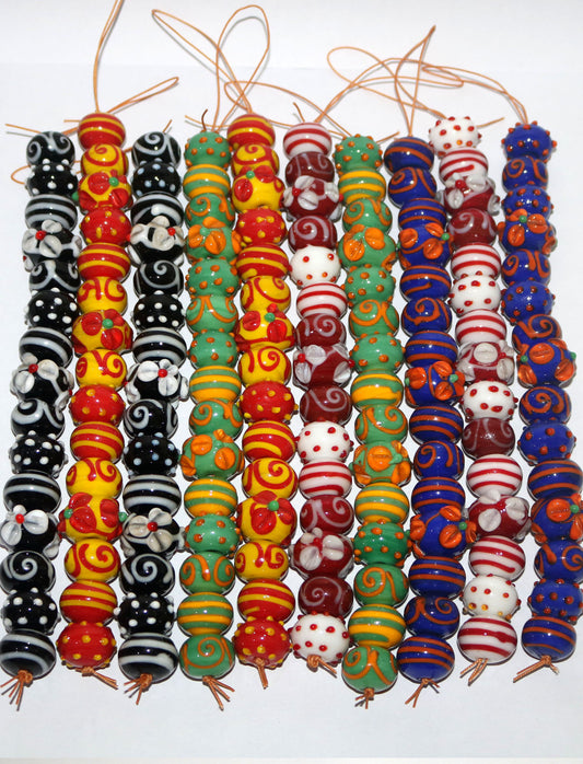 10 Strands Multi Color Fancy Glass Beads