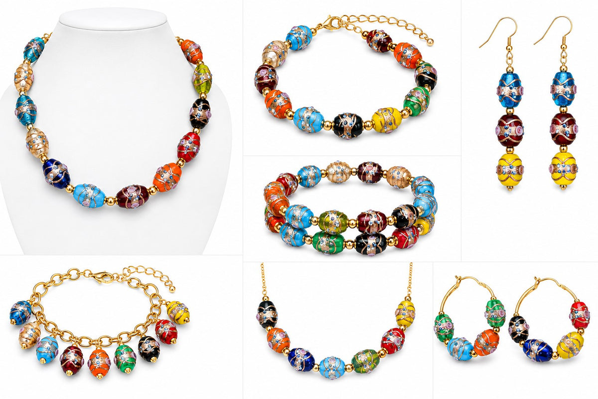 10 Strands Multi Shape / Color Wedding Cake Beads - MIX-STR-03