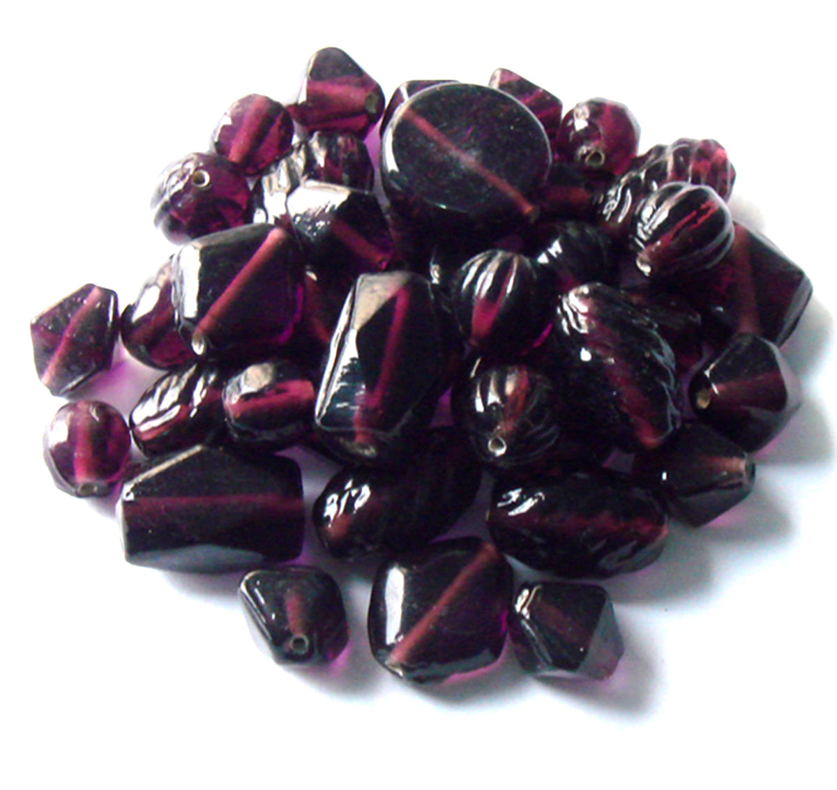 100 Lampwork Glass Beads - Plain Beads Purple - PMX-202
