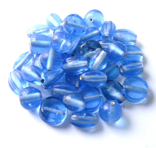 100 Lampwork Glass Beads - Plain Beads Light Blue - PMX-206