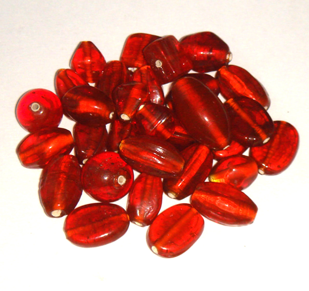 100 Lampwork Glass Beads - Plain Beads Red - PMX-207