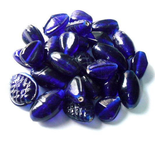 100 Lampwork Glass Beads - Plain Beads Blue - PMX-208