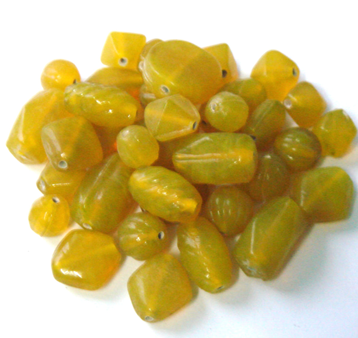 100 Lampwork Glass Beads - Plain Beads Golden Amber - PMX-210