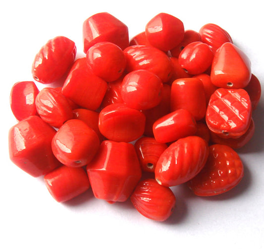 100 Lampwork Glass Beads - Plain Beads Vermillion - PMX-211