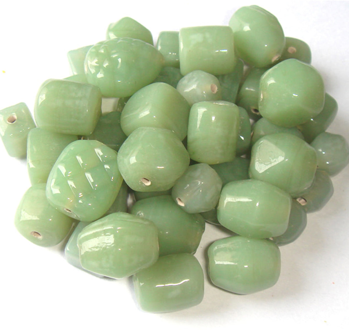 100 Lampwork Glass Beads - Plain Beads Fern - PMX-216