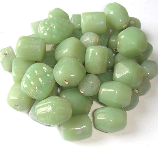 100 Lampwork Glass Beads - Plain Beads Fern - PMX-216