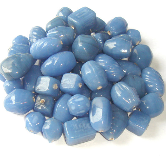 100 Lampwork Glass Beads - Plain Beads Ash Blue- PMX-217