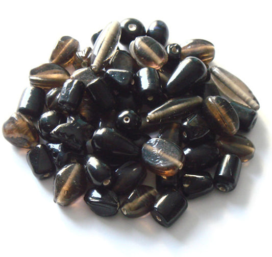 100 Lampwork Glass Beads - Plain Beads Mix Black - PMX-13