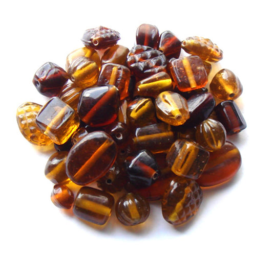 100 Lampwork Glass Beads - Plain Beads Mix Brown - PMX-18